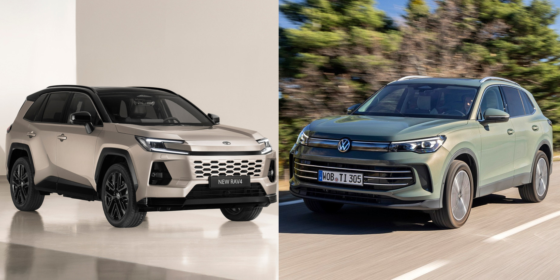Nuova Toyota RAV4 vs Volkswagen Tiguan, SUV best seller a confronto: caratteristiche e prezzi